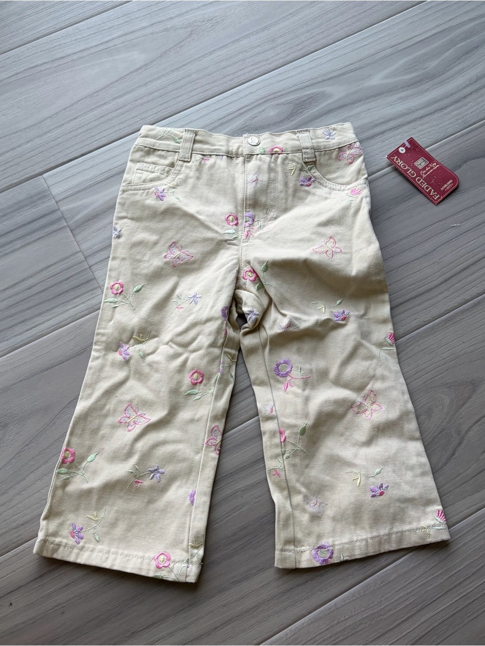 Vintage Y2K Girls' Embroidered Floral Pants